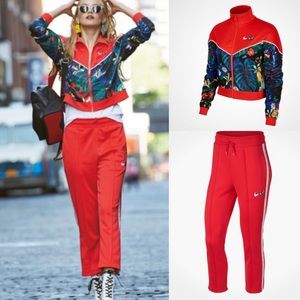 nike red tropical hyper femme print tracksuit bottoms